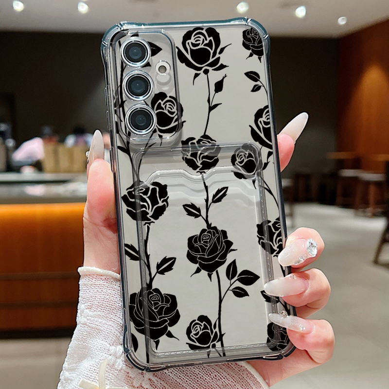 Wallets - Funda Cartera con Patrón de Rosa